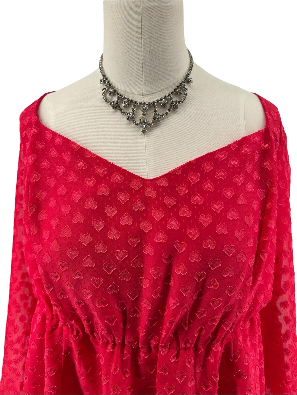 NWT Torrid Peplum Chiffon Clip Heart Blouse Size 0 12 NEW - Picture 7 of 15